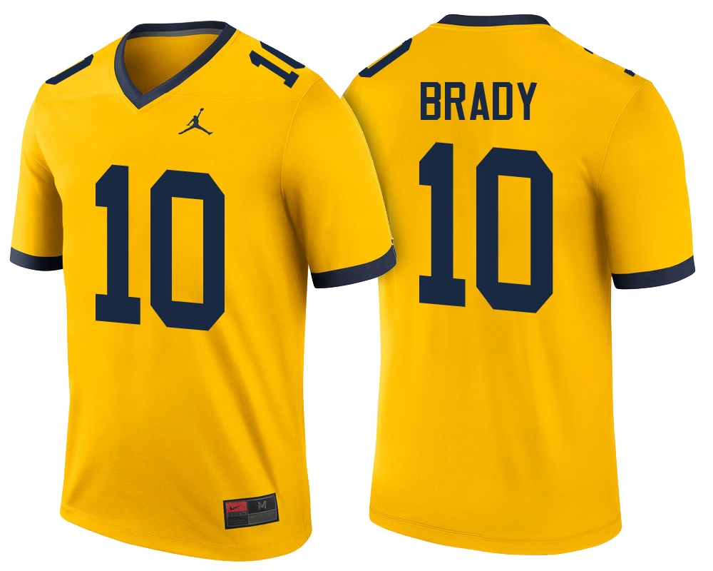 Michigan Wolverines Men's NCAA Tom Brady #10 Maize Player Color Rush Game Performance College Football Jersey PVT5349HD